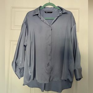 Light Blue Satin Zara Shirt